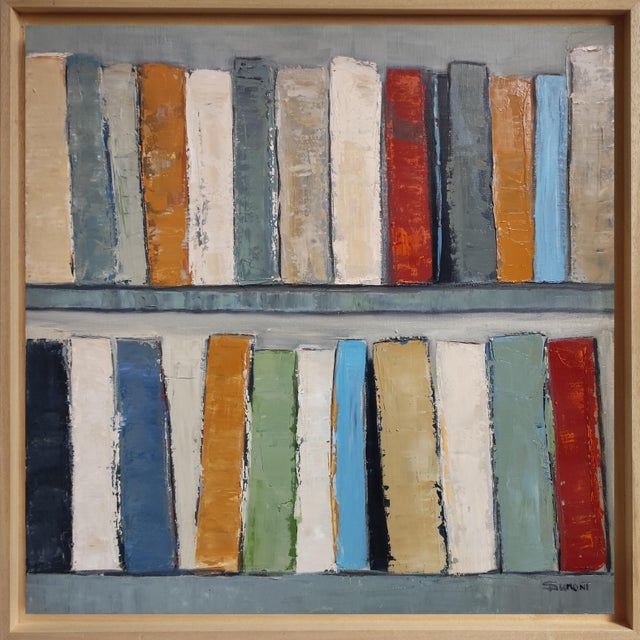 Bound by Color, Abstract Library, Books, Modern, Contemporary, Framed by Sophie Dumont For Sale