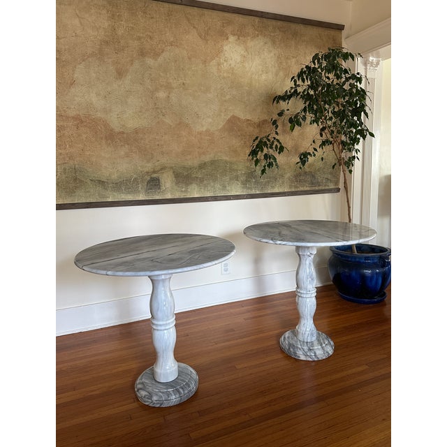 Vintage Italian Carrara Marble Bistro Tables For Sale In Los Angeles - Image 6 of 8