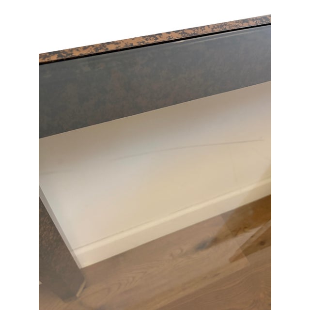 Wood Mid-Century Faux Tortoise Shell Console Table With Black Glass by Henredon For Sale - Image 7 of 15