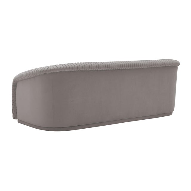 Transitional Yara Grey Velvet Pleated Sofa For Sale - Image 3 of 7
