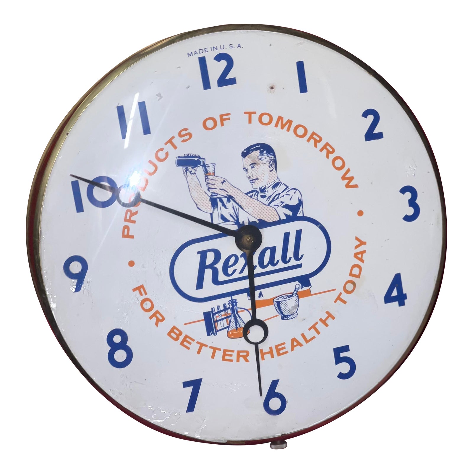 1960s Original Glass Face Rexall Pharmacy Advertising Clock Chairish