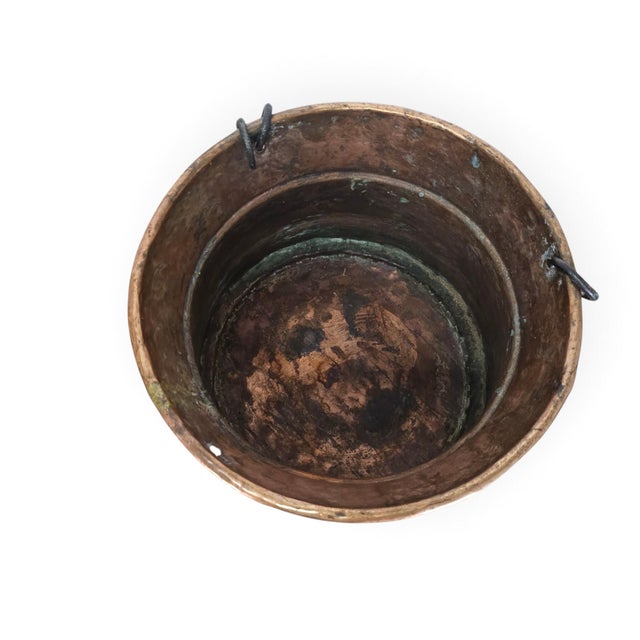 Copper Hand-Hammered Copper Hanging Planter With Forged Iron Chain 12" For Sale - Image 8 of 17