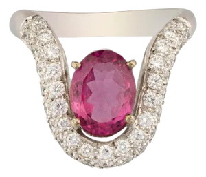 Natural Rubilite Ring with 0.68cts Diamond & Rubilite 1.55cts in 18k Gold