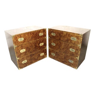 Mid 20th Century Set of Campaign Style Artisanal Three Drawer Dressers, Pair For Sale