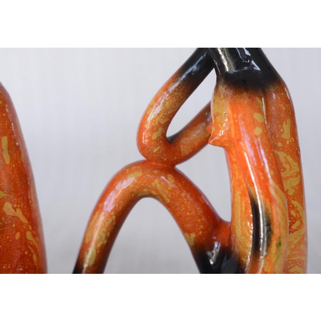 Mid Century Style Abstract Sitting Man & Woman Ceramic Sculptures - A Pair For Sale - Image 11 of 18