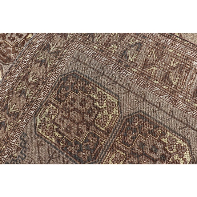 Hand-Knotted Turkomen Ersari Rug in Wool With Repeating Sub-Geometric Gul Design For Sale - Image 14 of 14