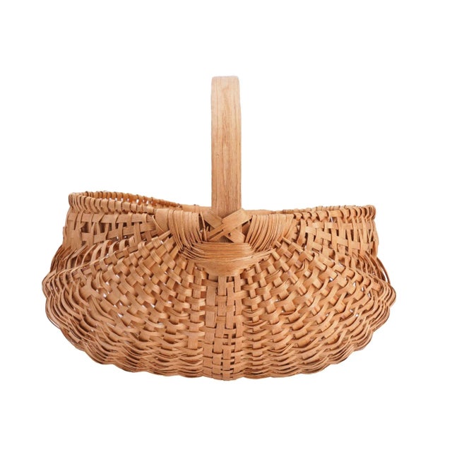 Early 20th Century Hand Woven Buttock Basket, 1900's For Sale - Image 5 of 10
