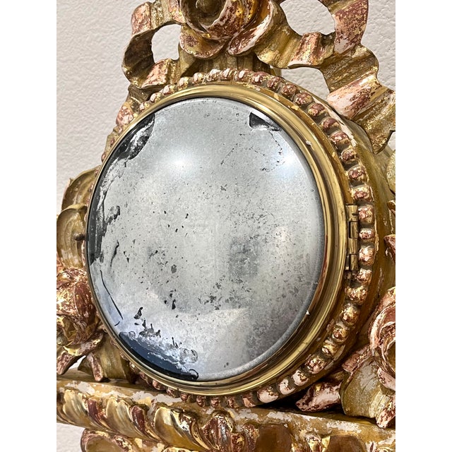 Wood Antique French Gilt Wood Clock Case W/Mirrored Convex Glass Finish For Sale - Image 7 of 18