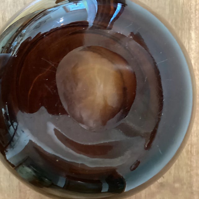 Glass Late 20th Century Modern Art Glass Amber Color Vase For Sale - Image 7 of 13