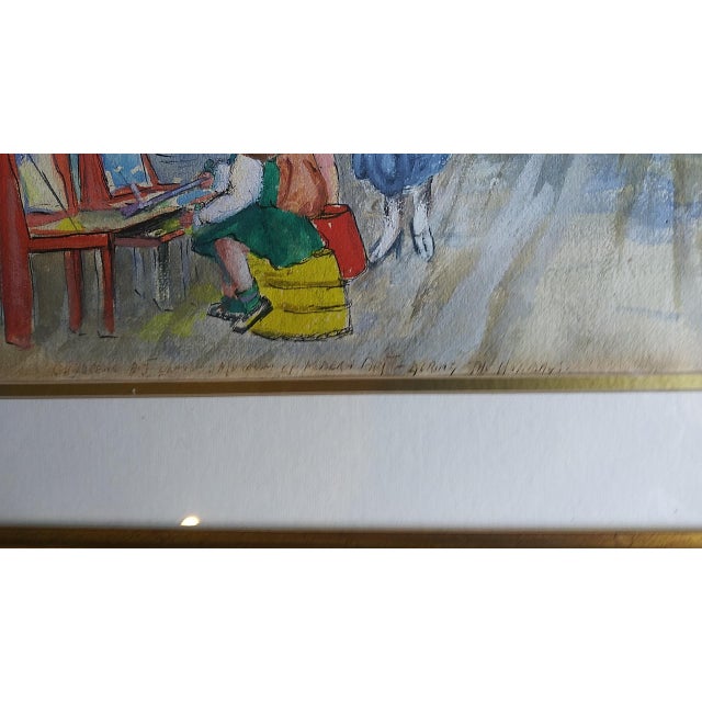 Mid 20th Century Betty Kathe' Original Watercolor Christmas at Moma Children's Art Class 1950s For Sale - Image 5 of 5