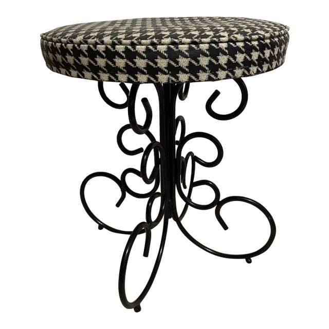 Vintage Wrought Iron Spanish Villa Stool For Sale