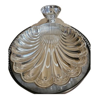 Late 20th Century William Rogers Silverplate Shell Tray Dish With Bowl For Sale
