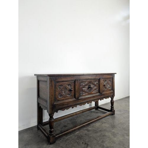 Rustic Carved Oak Serving Cart, in Very Good conditions.