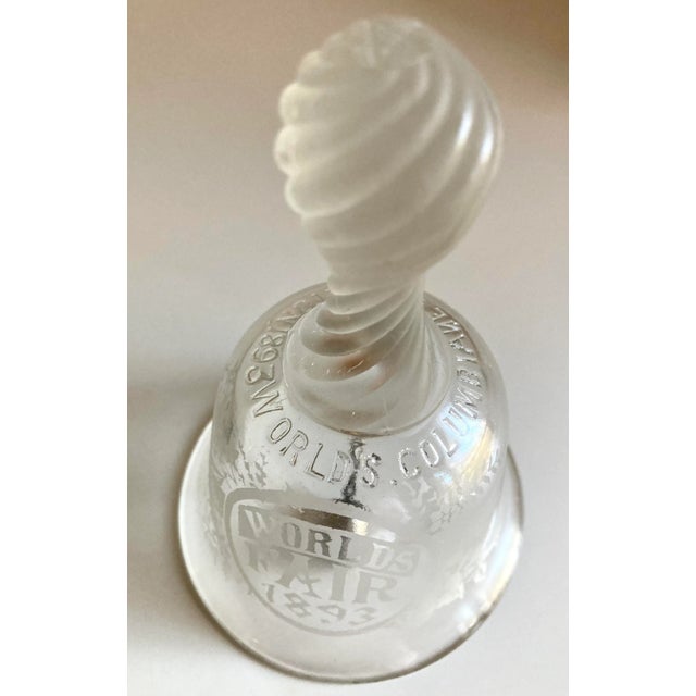 1893 COLUMBIAN WORLDS FAIR ETCHED GLASS BELL These etched glass bells made by Libby for the 1893 Columbian Chicago Worlds...