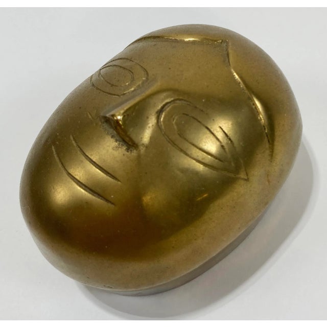Late 20th Century Vintage Dolbi Cashier Figurative Brass Face Lidded Box For Sale - Image 5 of 6