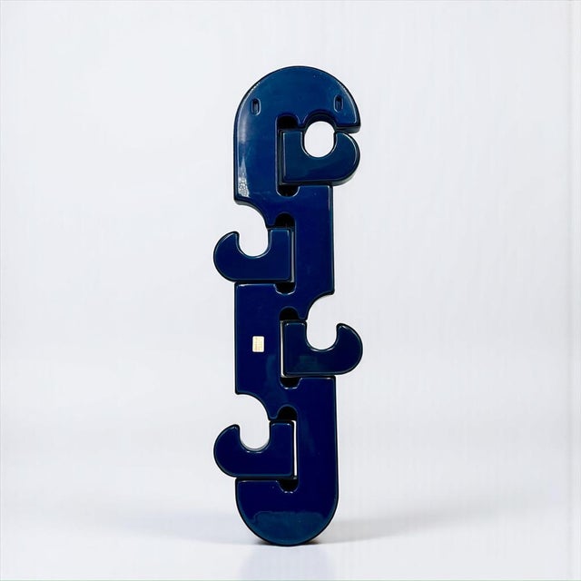 Vertical Wall Coat Hanger in Blue Molded Plastic by Visiva Milano, Italy, 1970s For Sale - Image 13 of 16