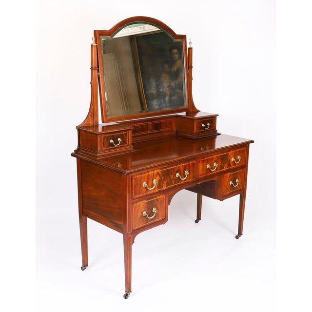 Antique Edwardian Mahogany Dressing Table & Mirror, 1900s For Sale - Image 18 of 18