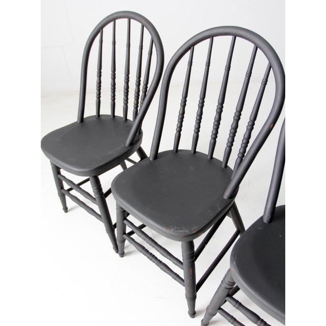 Vintage Black Spindle Back Chairs - Set of 4 | Chairish