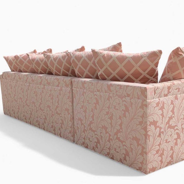 1980s 1980s Postmodern Pink Floral Curved Sectional Sofa For Sale - Image 5 of 18