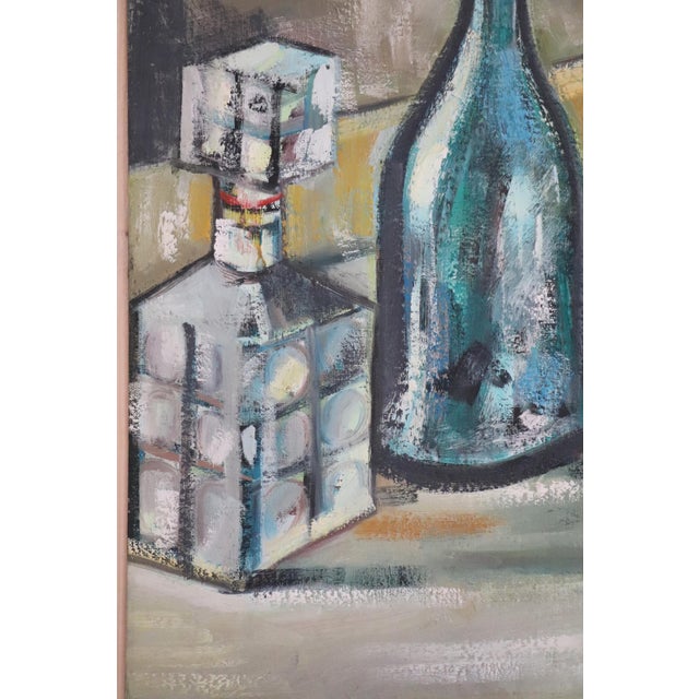 Mid-Century Modern Jordi Maragall, Still Life with Bottles, 1977, Oil Painting on Canvas, Framed For Sale - Image 3 of 10