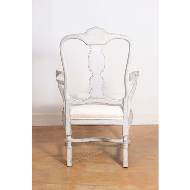 19th Century Pair of Scandinavian Rococo Style Painted Armchairs For Sale - Image 5 of 10
