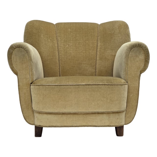 Danish Oak Relax Armchair with Velour Upholstery, 1960s For Sale