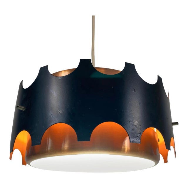 Copper and Black Pendant Lamp, 1960s For Sale