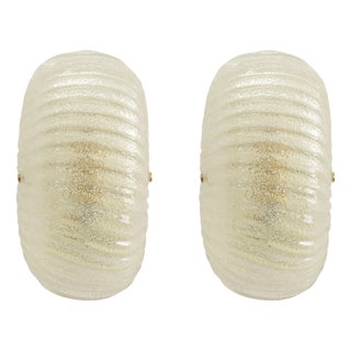 Italian Murano Glass and Brass Wall Lights, 1990s, Set of 2 For Sale