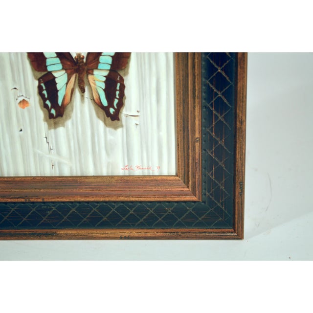 1990s Leslie Formalik Trompe l'Oeil Paintings of Butterflies- Pair For Sale - Image 5 of 6