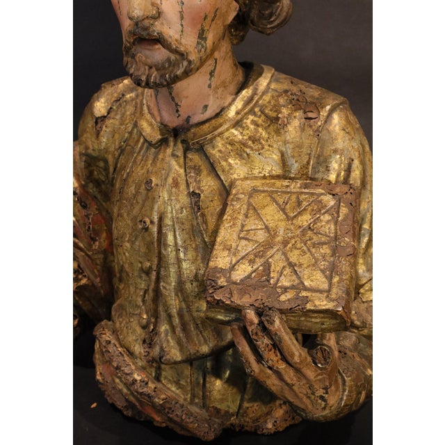 Aniello Stellato, Saint John and Saint Catherine, 17th Century, Wood, Set of 2 For Sale - Image 10 of 16