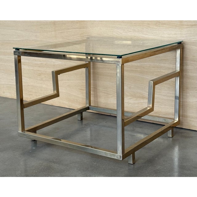 1970s Pair of Square Brass and Glass Structural Coffee tables, Italian For Sale - Image 18 of 18