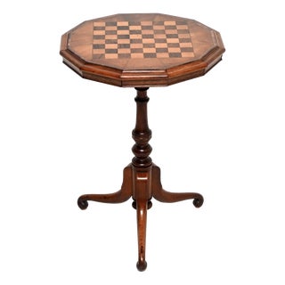 Antique Victorian Inlaid Walnut Chess Table, 1860 For Sale