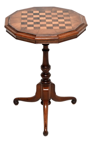 Antique Victorian Inlaid Walnut Chess Table, 1860