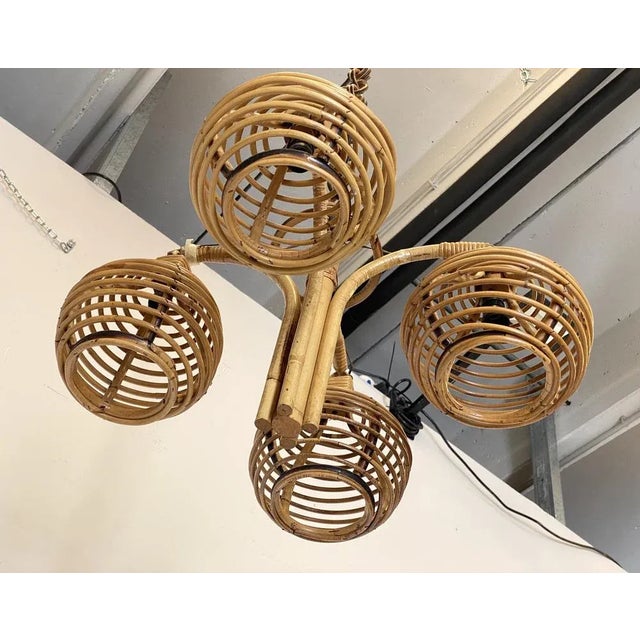 Vintage Bamboo Chandelier, 1970s For Sale - Image 5 of 11