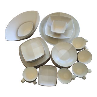 1990s Daniel Levy Studio Porcelain Dinnerware - Set of 63 For Sale