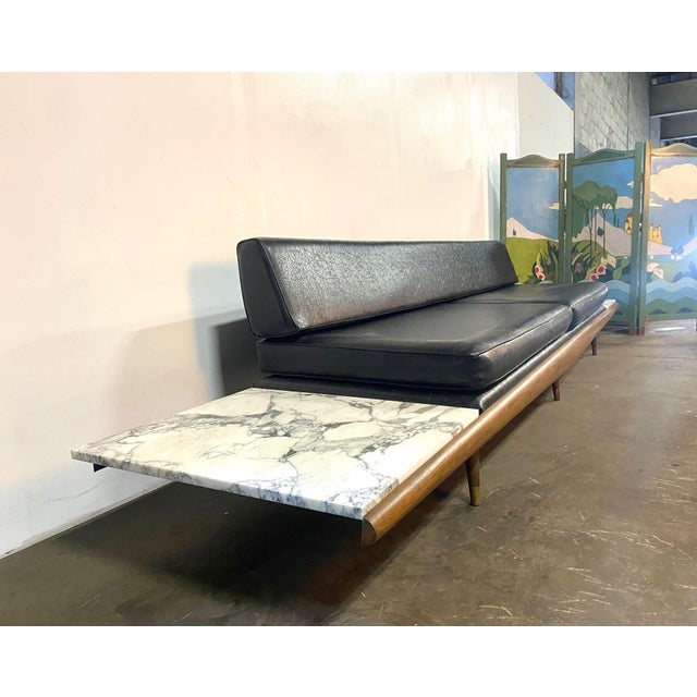 Wood 1960s Adrian Pearsall Attributed Daybed in Walnut With Carrera Marble Endtables For Sale - Image 7 of 16