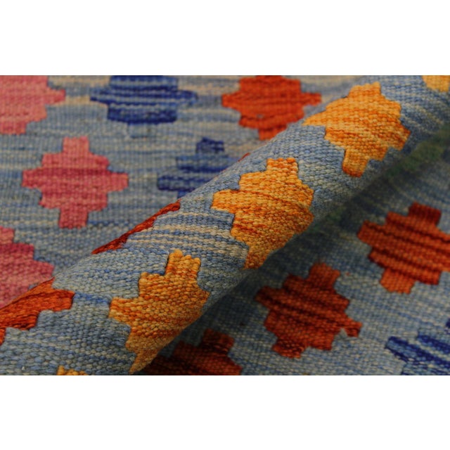 Shabby Chic Kilim Blue Gray Wool Rug - 3'3" X 4'10" For Sale In New York - Image 6 of 7