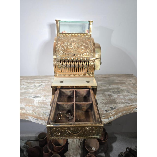 Metal Brass Cash Register from National, 1900s For Sale - Image 7 of 18