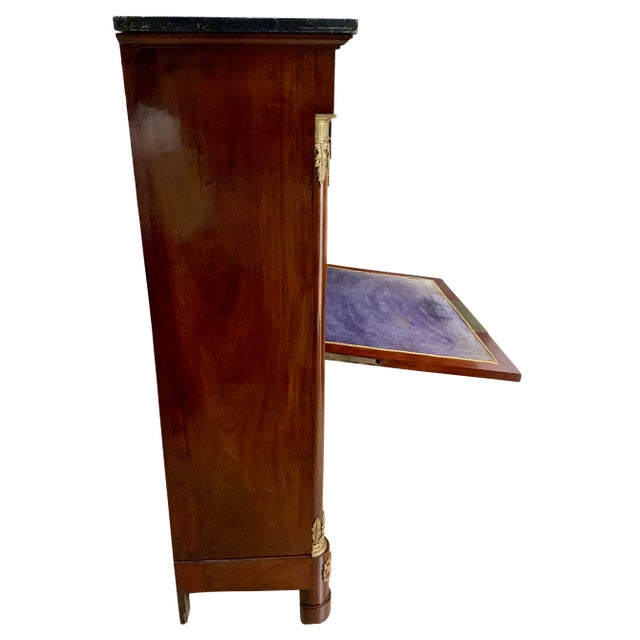 19th Century Empire Flamed Mahogany Secrétaire à Abattant Secretary Desk For Sale - Image 4 of 12