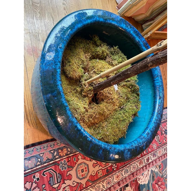 Ceramic Vintage Handpainted Glazed Large Ceramic Planter For Sale - Image 7 of 12