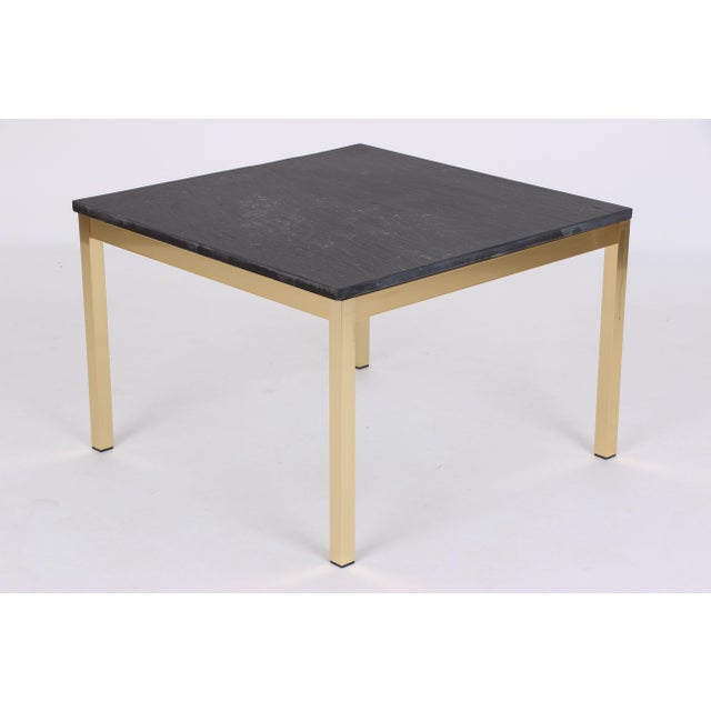 Coffee Table in Brass-Coated Metal with a Black Slate Top, 1970s For Sale - Image 6 of 7