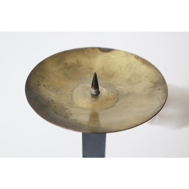 Brutalistic Candle Stand in Brass and Wrought Iron, France, 1970s For Sale - Image 6 of 10