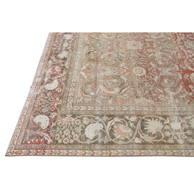 Antique Shabby Chic Red Mahal Wool Rug For Sale - Image 10 of 12