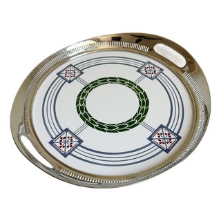 Secessionist Porcelain & Nickel Serving Tray, Early 1900s For Sale