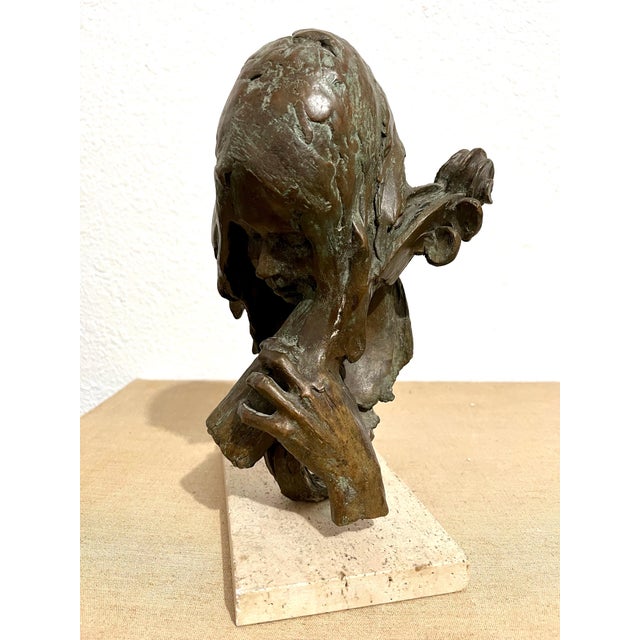 Modern Stanley Bleifeld, Bronze Sculpture American Modernist Art Stanley Bleifeld Girl with Bass or Cello, c.1970 For Sale - Image 3 of 8