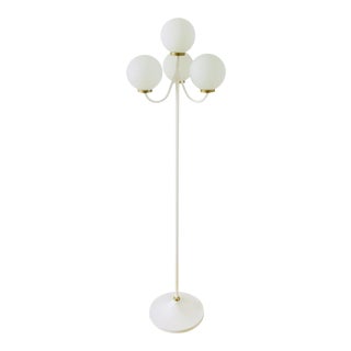 1960s Kaiser Mid-Century Space Age Brass and White 4-Arm Floor Lamp, Germany For Sale