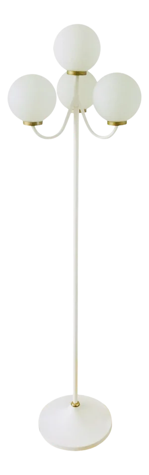 1960s Kaiser Mid-Century Space Age Brass and White 4-Arm Floor Lamp, Germany