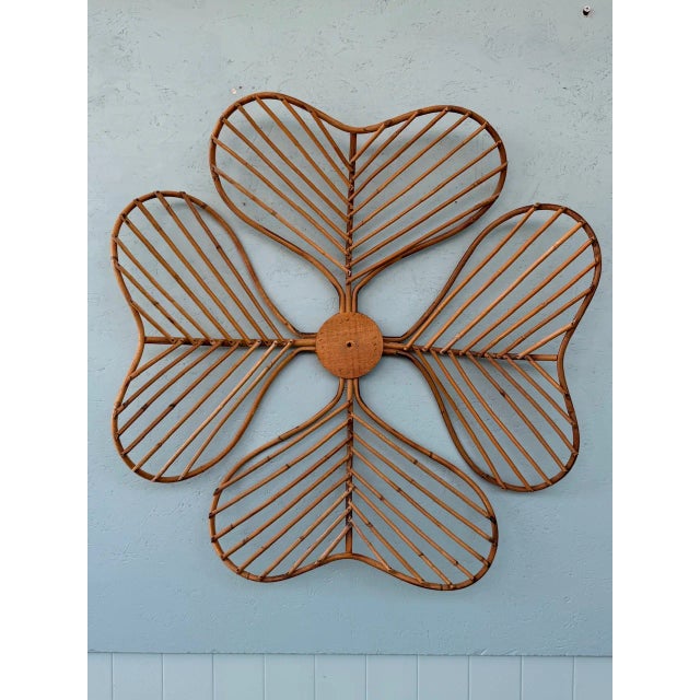 Vintage Bamboo Flower Wall Decor Decoration, 1970s For Sale - Image 6 of 11