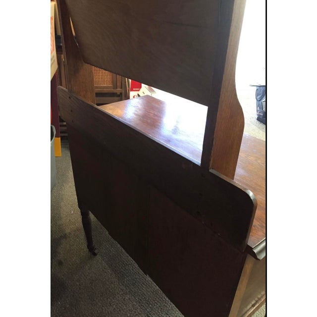 Wood Oak Antique Rolling Vanity With Beveled Swivel Tilt Mirror , Multi Drawer For Sale - Image 7 of 8