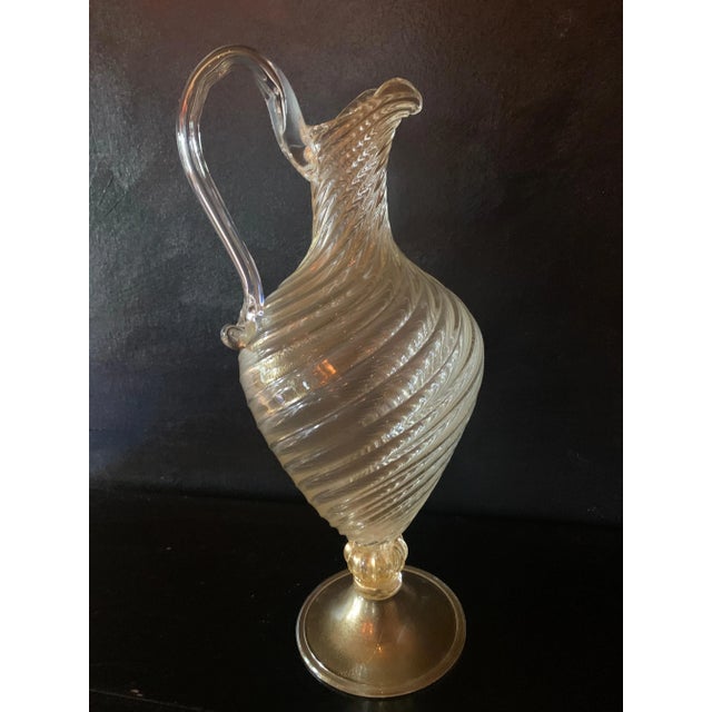 Hand blown Italian Murano swirl decanter with gold leaf inclusions - a compliment to any bar or even the breakfast table....